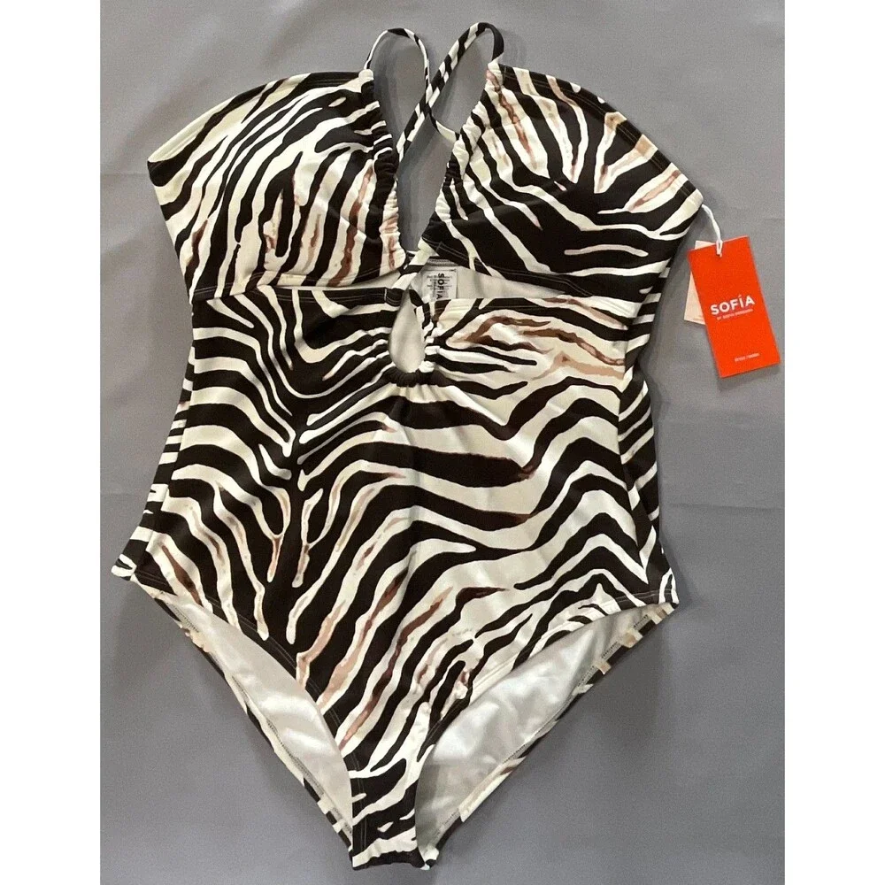 Sofia By Sofia Vergara bathing suit one piece size XL (16-18) Animal Print NWT